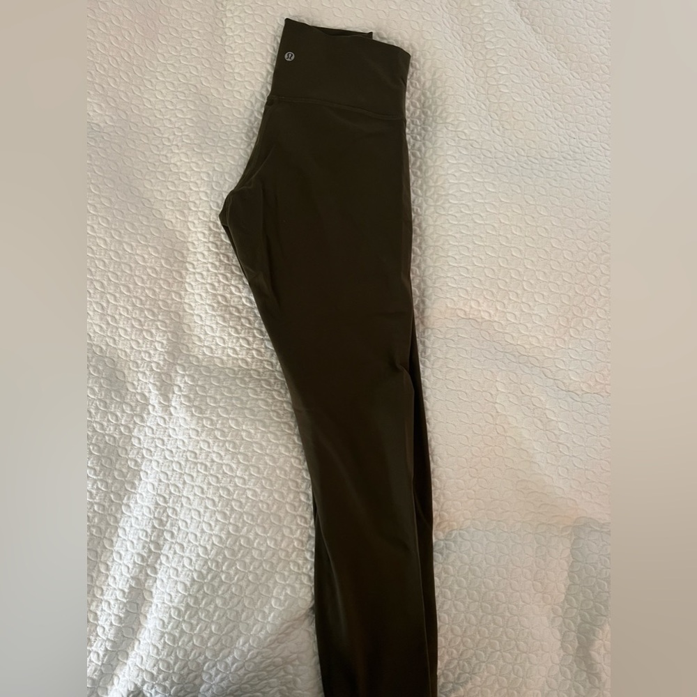 Lululemon Luon fabric Olive green leggings.  Size 8. Barely worn
